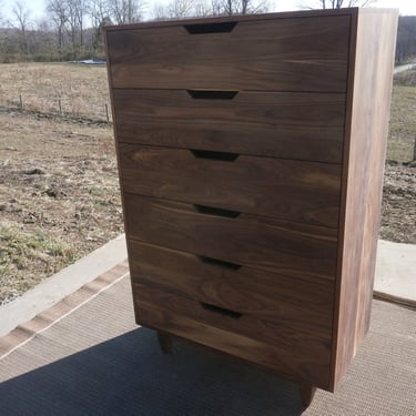 ZCustom Gold X6610c Wormy Maple Chest with 6 Inset Drawers, flat sides, no legs, 40" wide x 20" deep x 60" tall - natural color 