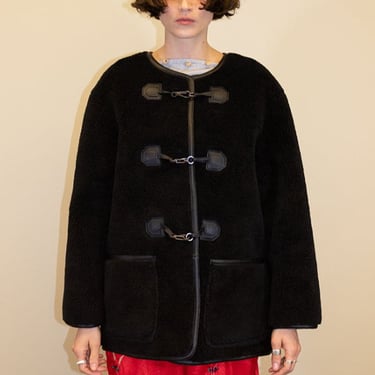 Dunst Collarless Buckled Shearling Jacket on Garmentory