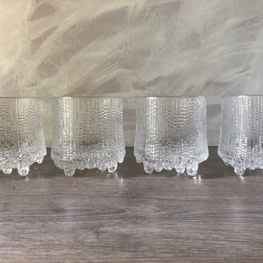 Iittala Ultima Thule Footed On the Rocks Old Fashion  Glasses Designed by Tapio Wirkkala, Finnish, Made in Finland 