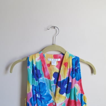 90s The Limited Floral Sleeveless Shirt S 34 Bust 