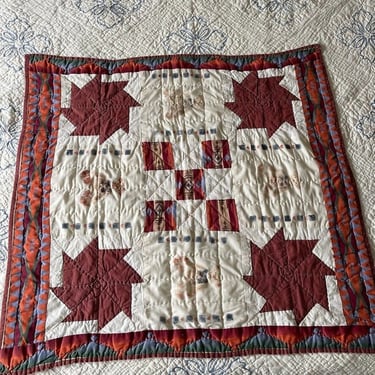 Handmade Hand Stitched Cotton Quilt Western Aztec Baby Blanket Hippie Throw 