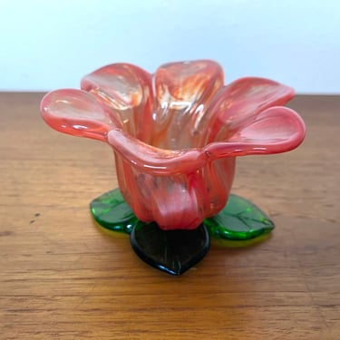 Vintage Murano Glass Flower Tealight Candle Holder 