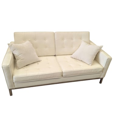 White Faux Leather Loveseat