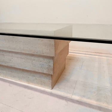 Italian Stepped Travertine Coffee Table in the style of Angelo Mangiarotti, 1970s 