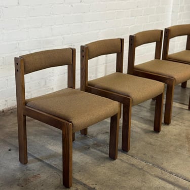 1970s Oak and Tweed Dining Chairs- Set of 4 