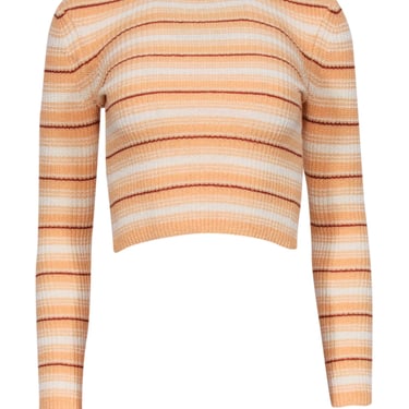 ALC - Orange Cream &amp; Brown Stripe Cropped Sweater Sz XS