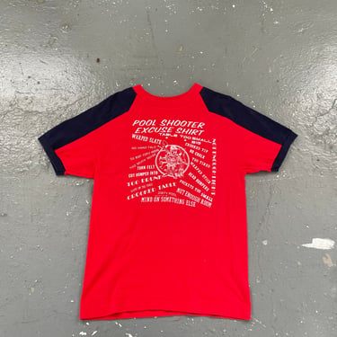 Size Medium Vintage 70s Champion Blue Bar Cotton Short Sleeve Pool Shooter T Shirt Men’s Red Blue Billiards Tee 