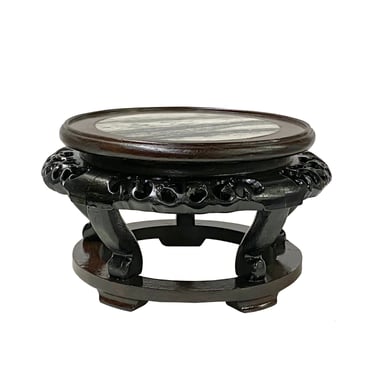 8.25" Oriental Brown Wood Marble Round Table Top Stand Riser ws2871CE 