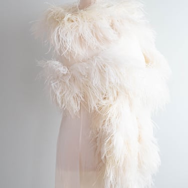 Fabulous 1960's Ostrich Feather & Silk Chiffon Evening Cape Florence Sisman Collection