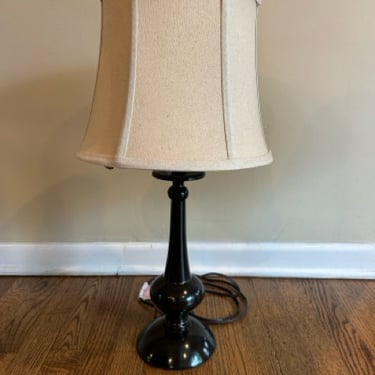 Black Metal Table Lamp with Linen Shade