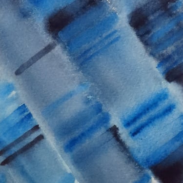 Gel Electrophoresis in Deep Blues - Original Watercolor Painting- Genetics DNA art 