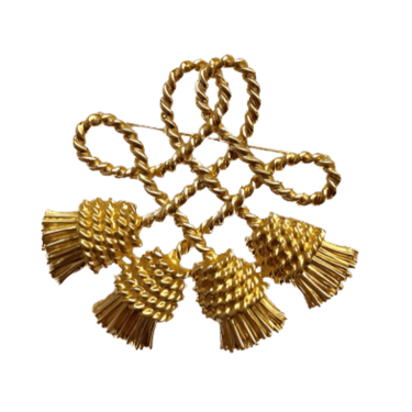 90s Gold Twisted Tassel Brooch