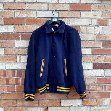 vintage 60s blue wool letterman jacket / m medium 