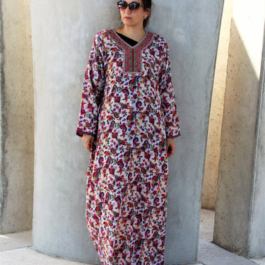 Cotton Maxi Dress, Kaftan dress, Vintage Abaya, Large Women, multicolor 