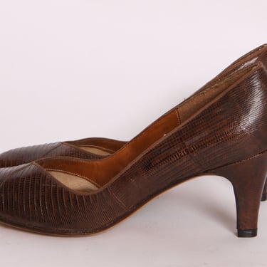 1940s Lizard Reptile Leather High Heels by Norene -Size 6 1/2AAAA 