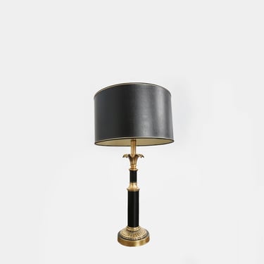 Vintage black + gold brass neoclassical French style table lamp 