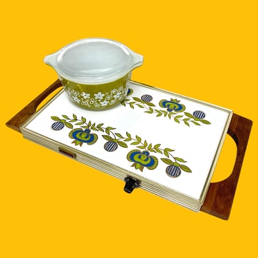 Vintage Jaxton Food Warmer Retro 1960s Mid Century Modern + Electric Hot Server + WORKS! + Metal + Wood + Floral Design + Kitchen Serving 