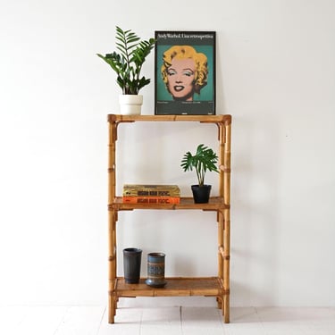 Vintage Scandinavian Bamboo Bookshelf, 3-Shelf Mid-Century Minimalist Bookcase 