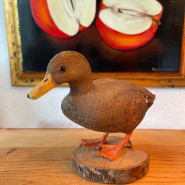 Hand carved Wooden Duck Figurine | Vintage Duck Statue | Handmade Wooden Duck Sculpture 