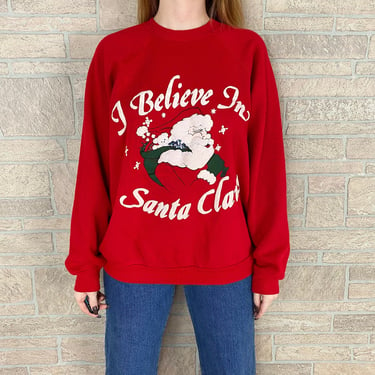 Vintage I Believe in Santa Claus Christmas Sweater 
