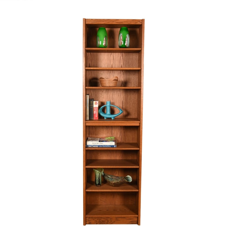 84&#8242; Tall-n-Slim 24&#8242; Sq Oak Bookcase w. Adjustable Shelves #1