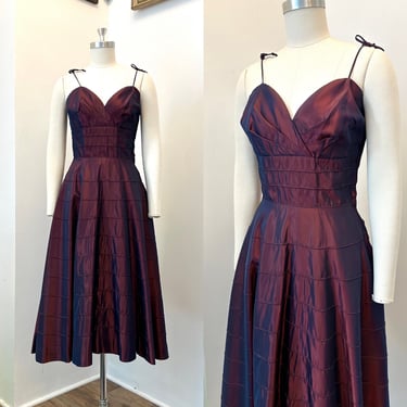 Vintage 1950s Dress / 50s Iridescent Party Dress / Purple ( XS ) 