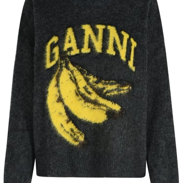 Ganni Grey Virgin Wool Blend Sweater Women