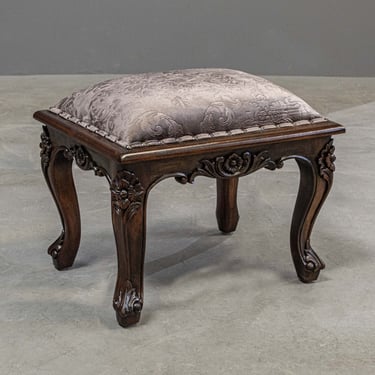 Carved Louis XV Style Upholstered Stool