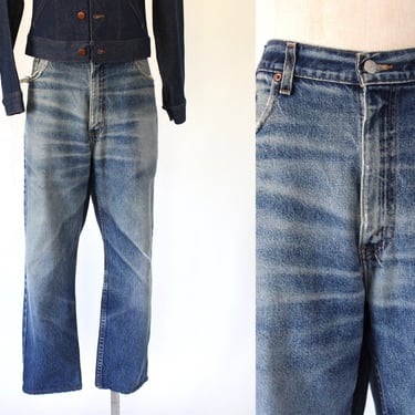 1980s Levis 505 Faded Jeans Made in USA - Every Garment Guaranteed Button 512 - Distressed Denim - 36