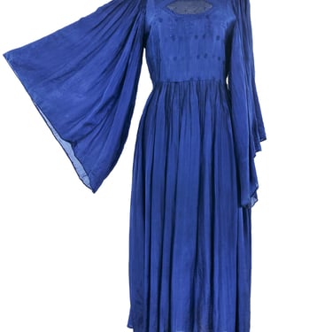 1970's Pleated Indigo Dress