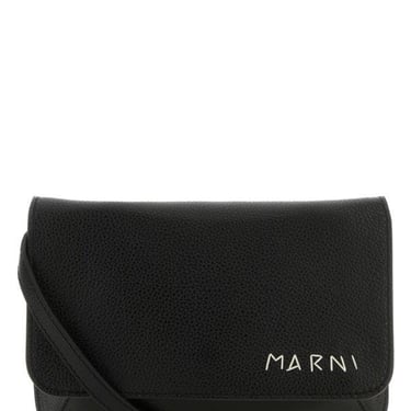 Marni Man Black Leather Flap Trunk Crossbody Bag