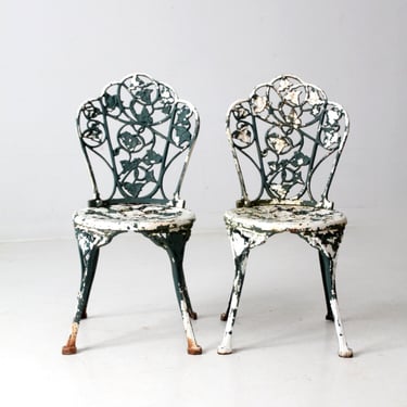 antique cast iron garden chairs pair 