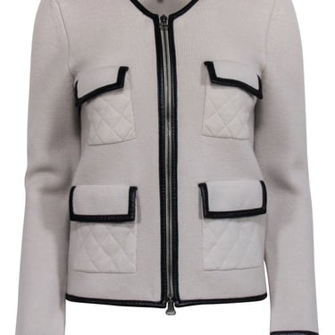 3.1 Phillip Lim - Beige Wool Zip-Up Jacket w/ Black Trim Sz M