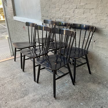 Set of 6 Black MCM Style Dining Chairs