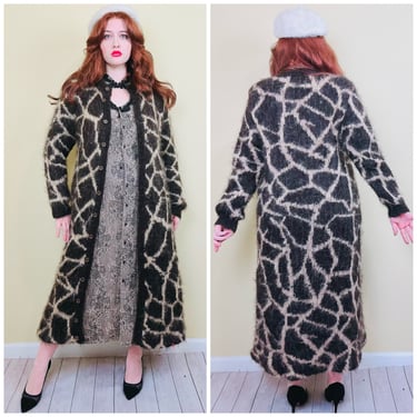 Vintage 80s Oversize Mohair Duster Sweater 1980s Fuzy