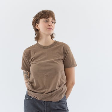 Vintage Crew Neck Brown T-Shirt | 50 50 Cotton Poly | Army Brown Tee | Nude Tee | S | BT006 