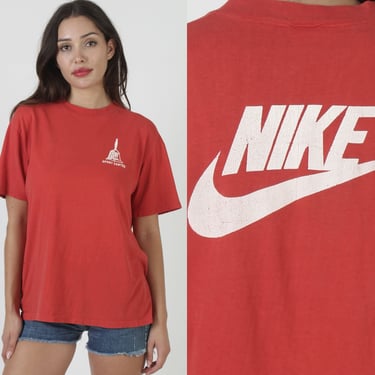 80s Nike Orange Label Swoosh T Shirt, Coast Guard Annual Festival Race, Vintage 70s Single Stitch 2 Sided Tee L 