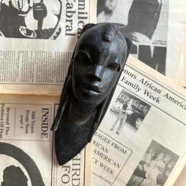 Vintage African Carved Wall Decor Bust