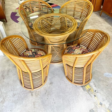 Vintage Rattan Bamboo Dining or Patio set 