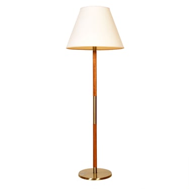 MCM Walnut Floor Lamp with Brass Detail