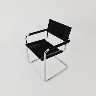 1 of 2 Black Model MG5 Centro Studi Desk Chair by Mart Stam & Marcel Breuer for Fasem Italy 1980s 