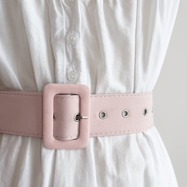 pastel pink belt 80s vintage wide fabric statement belt 