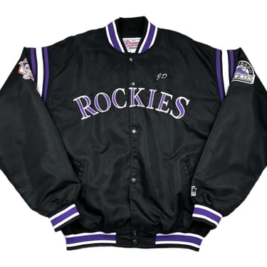 Vintage 90s Starter Diamond Collection Colorado Rockies Baseball Embroidered MLB Satin Button Down Jacket Size XXL 