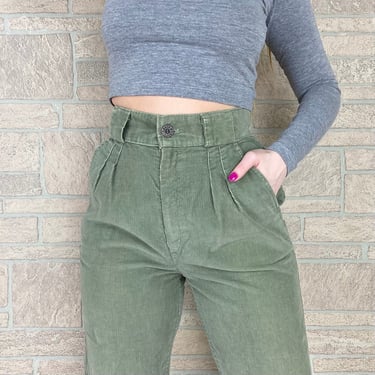 70's Levi's Sage Green Corduroy Trouser Pants / Size 24 25 XS 
