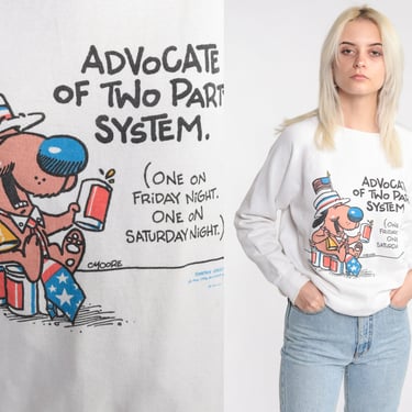 Dog Sweatshirt PARTY ANIMAL Sweatshirt 90s Pun Joke Shirt Two Politics Raglan Sleeve Jumper Graphic Slouchy 80s Vintage Medium 