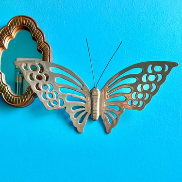Large Brass Butterfly, Wall Decor, Cut Out, Boho Style, Vintage 70s Home Decor, Sustainable Living 