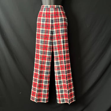 1960s Pendleton knockabouts red and navy tartan wool pants medium 