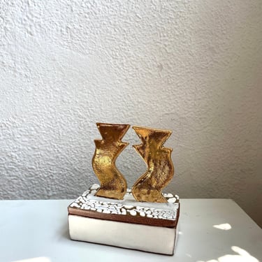 One-Of-A-Kind Handmade Ceramic Jewelry Box - The Object Enthusiast ceramic box with pair of golden dancing figures, engagement ring box 