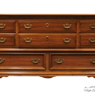 KENT COFFEY Carriage Trade Collection Early American Style Cherry & Pecan 64" Eight Drawer Dresser 7802 