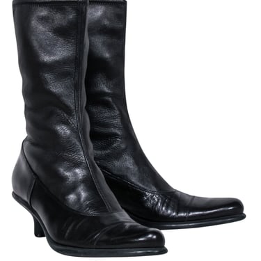 Miu Miu - Black Leather Pointed-Toe Boots Sz 9